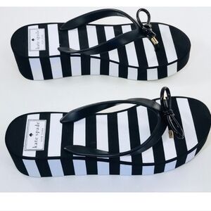 Kate Spade Rhett Platform Flip Flops, Black and White Stripe Platform Sandals